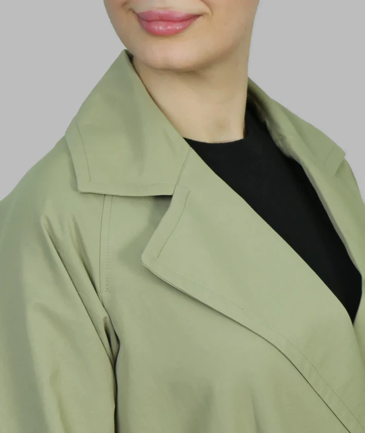 بارانی زنانه کتان زارا یقه انگلیسی دبل برست چیترا