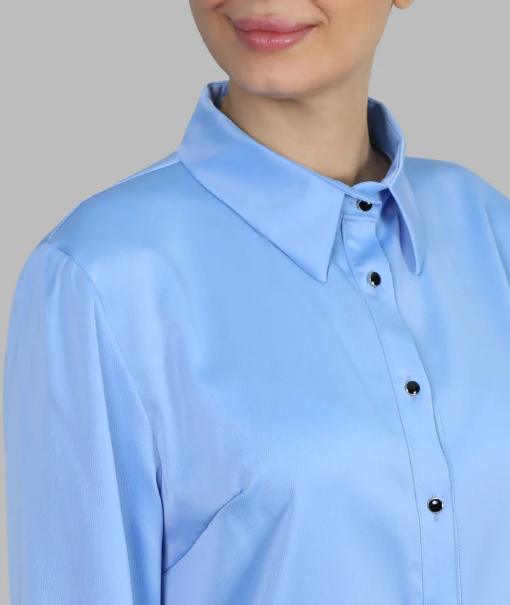 شومیز یقه پیراهنی نیلین
