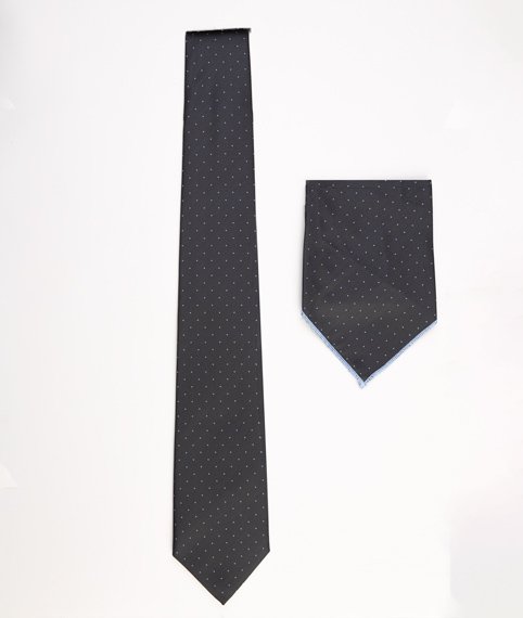 کراوات طرحدار مشکی-آبی (پوشت دار)