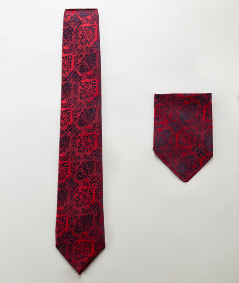کراوات سرمه‌ای-زرشکی پارچه‌ای 