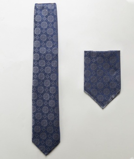 کراوات طوسی-آبی طرحدار